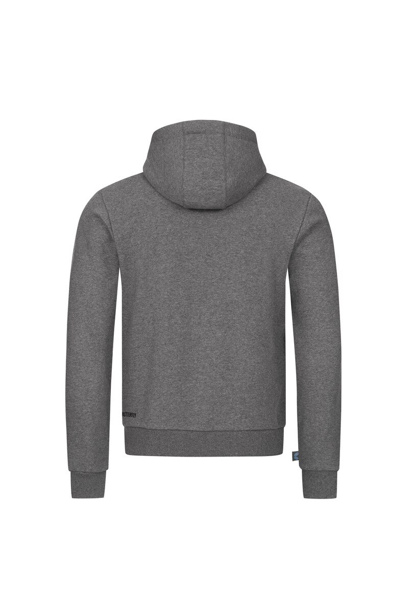 Butterfly Meranji Hoodie: Backside view of the Dark Grey